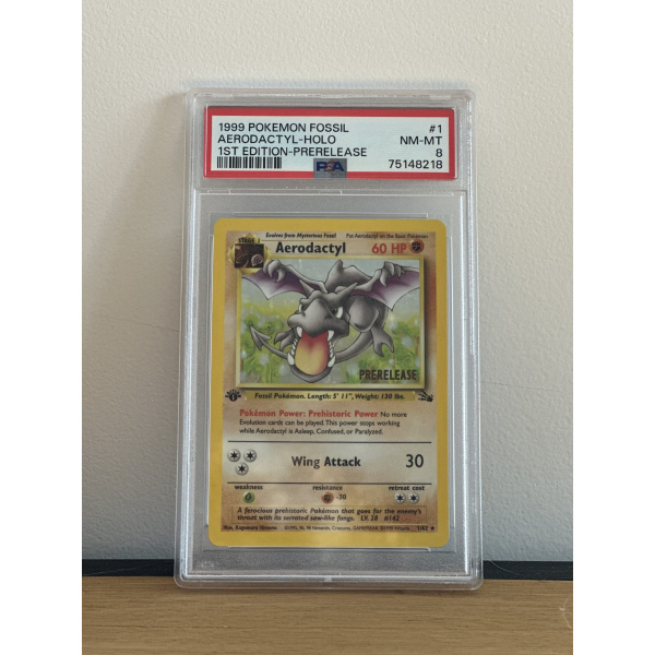 Prerelease 1st Edition Aerodactyl - PSA 8