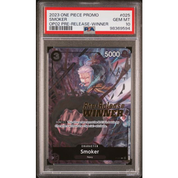 PSA 10: Smoker OP02 Pre Release Winner (P-025)