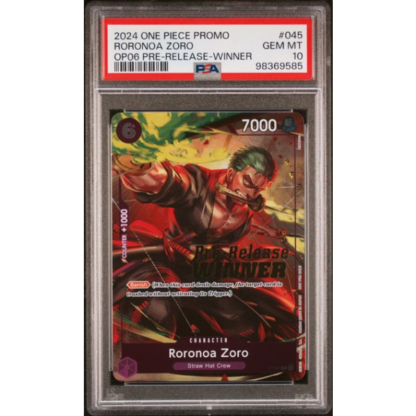 PSA 10: Roronoa Zoro OP06 Pre Release Winner (P-045)