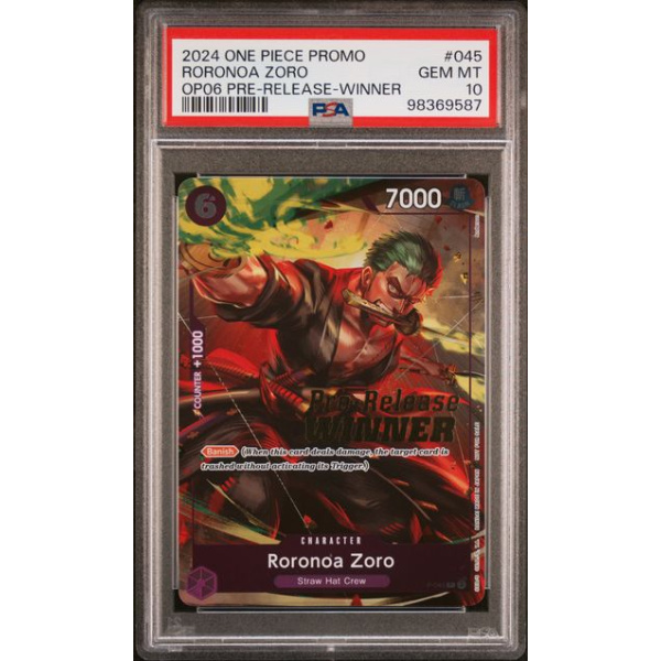 PSA 10: Roronoa Zoro OP06 Pre Release Winner (P-045)