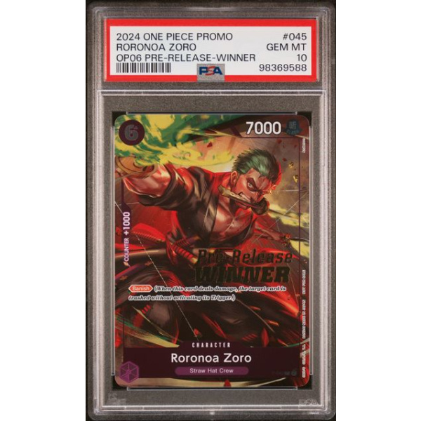 PSA 10: Roronoa Zoro OP06 Pre Release Winner (P-045)
