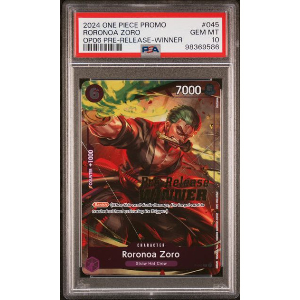 PSA 10: Roronoa Zoro OP06 Pre Release Winner (P-045)