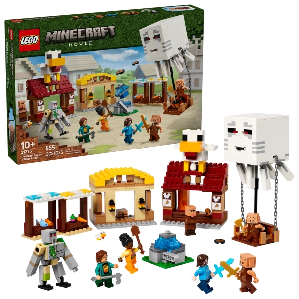 lego minecraft ghast-ballon aanval op het dorp